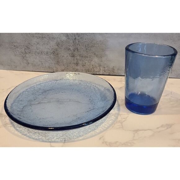 Fire and Light Cobalt BLUE Recycled Glass Tumbler 12oz. Art Glass EUC *Flaw Read - Picture 16 of 16